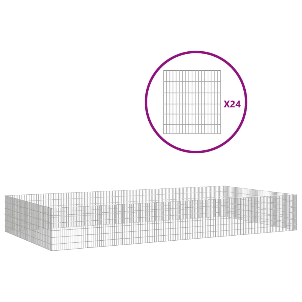 vidaXL Recinto corral animales 24 paneles hierro galvanizado 54x60 cm