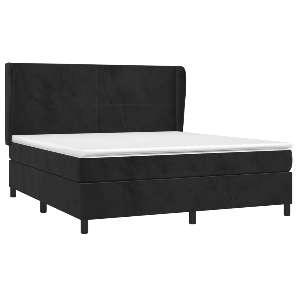 vidaXL Cama box spring con colchón terciopelo negro 180x200 cm