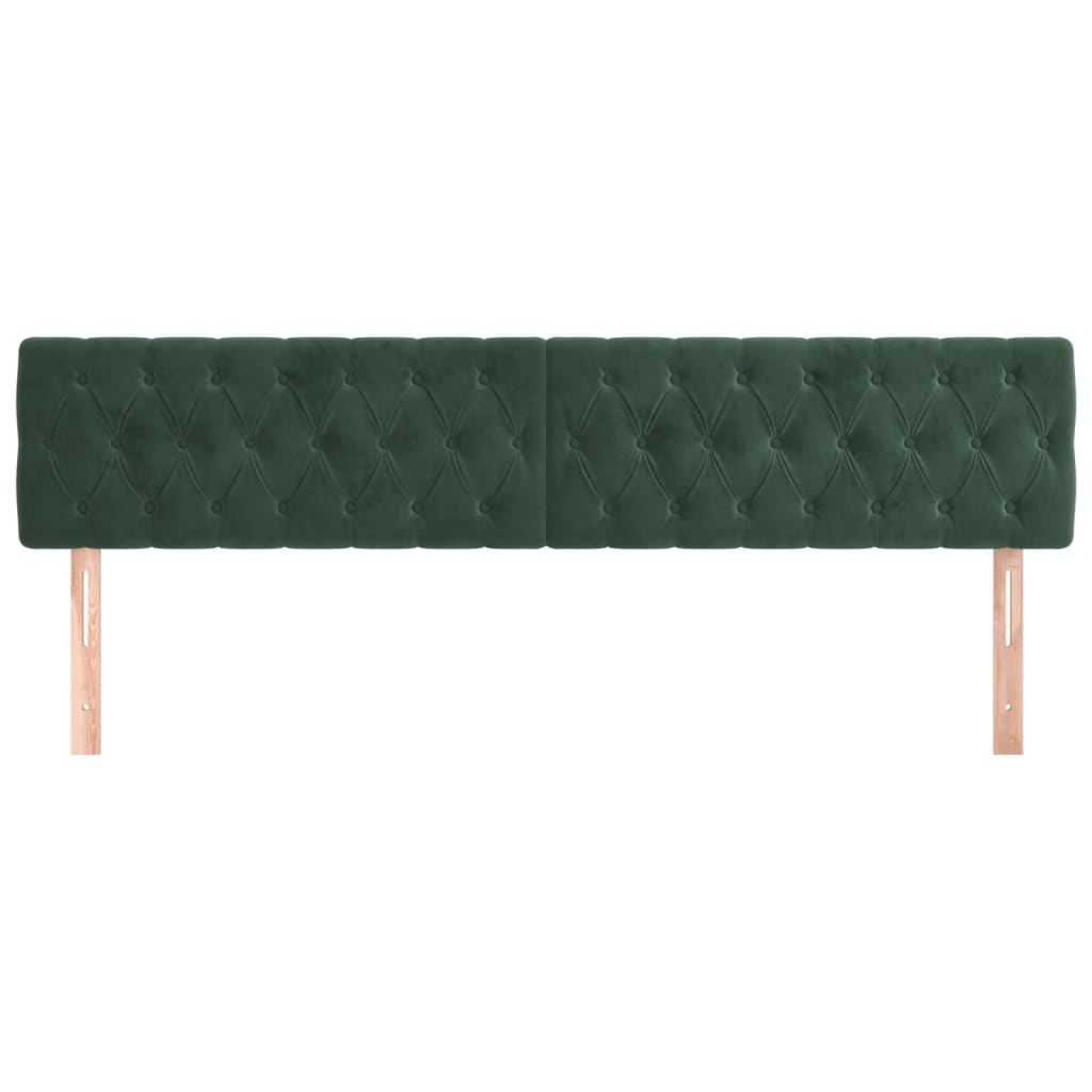 vidaXL Cabeceros 2 unidades de terciopelo verde oscuro 90x7x78/88 cm