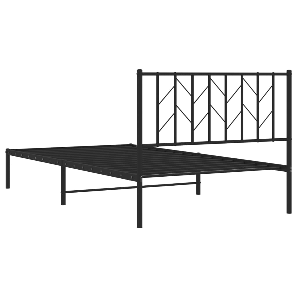 vidaXL Estructura de cama con cabecero metal negro 107x203 cm