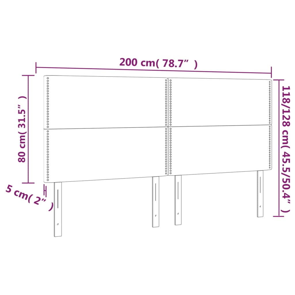 vidaXL Cabecero con luces LED terciopelo rosa 200x5x118/128 cm