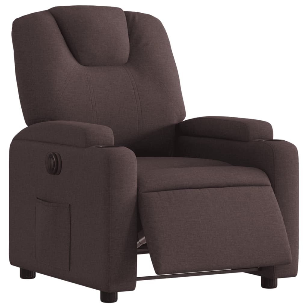 vidaXL Sillón reclinable eléctrico tela marrón oscuro