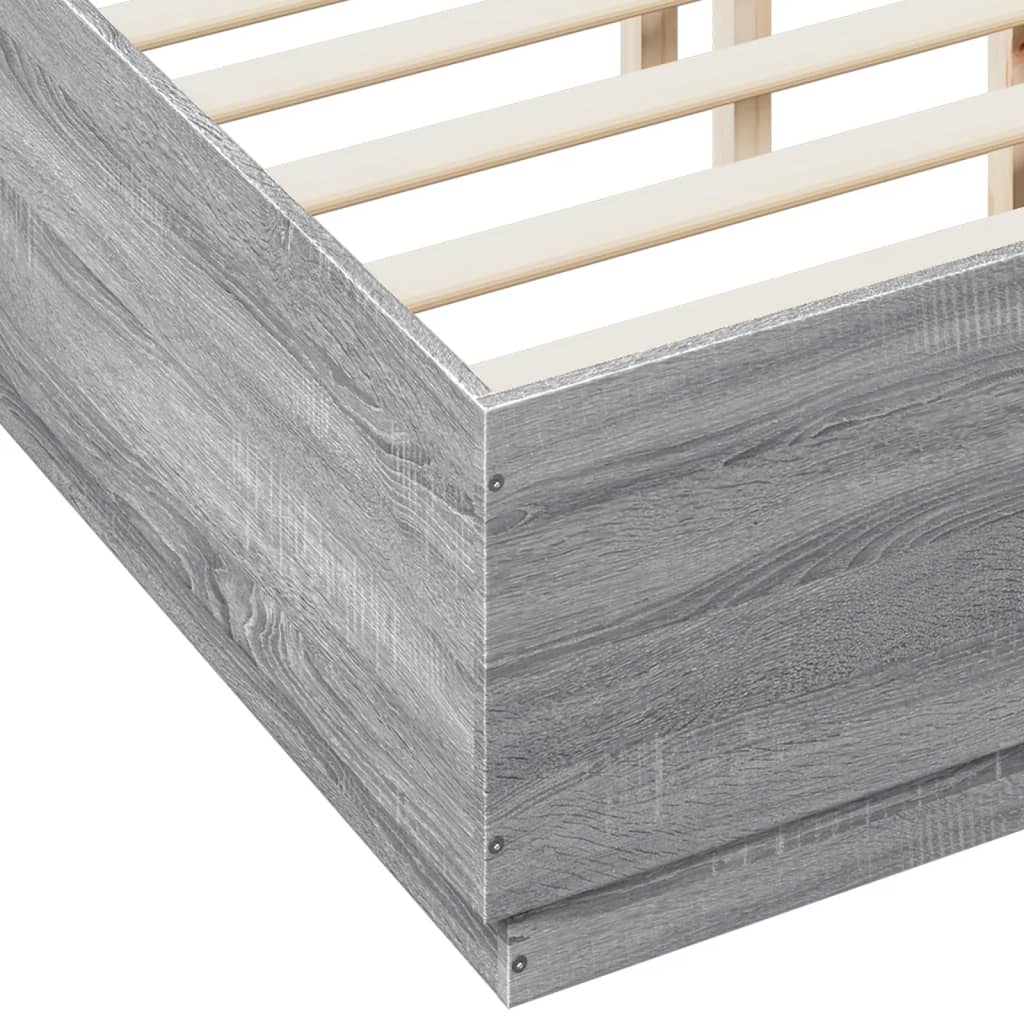 vidaXL Estructura cama con luces LED madera gris Sonoma 120x190 cm