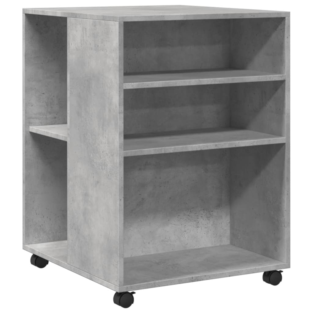 vidaXL Mesa auxiliar ruedas madera ingeniería gris hormigón 55x60x78cm