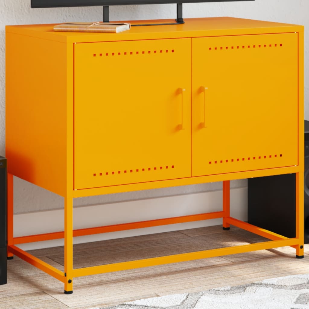 vidaXL Mueble para TV de acero amarillo mostaza 68,5x39x60,5 cm