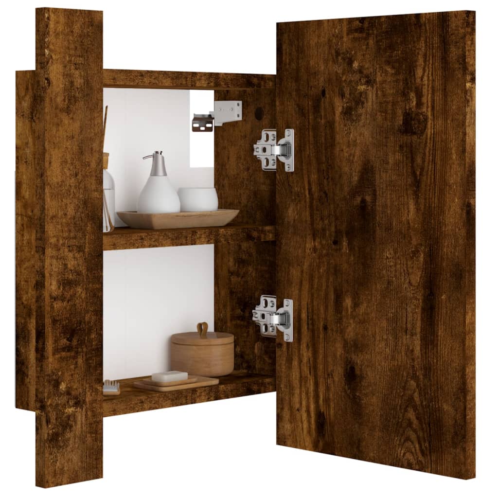 vidaXL Armario de baño con espejo LED madera roble ahumado 40x12x45 cm