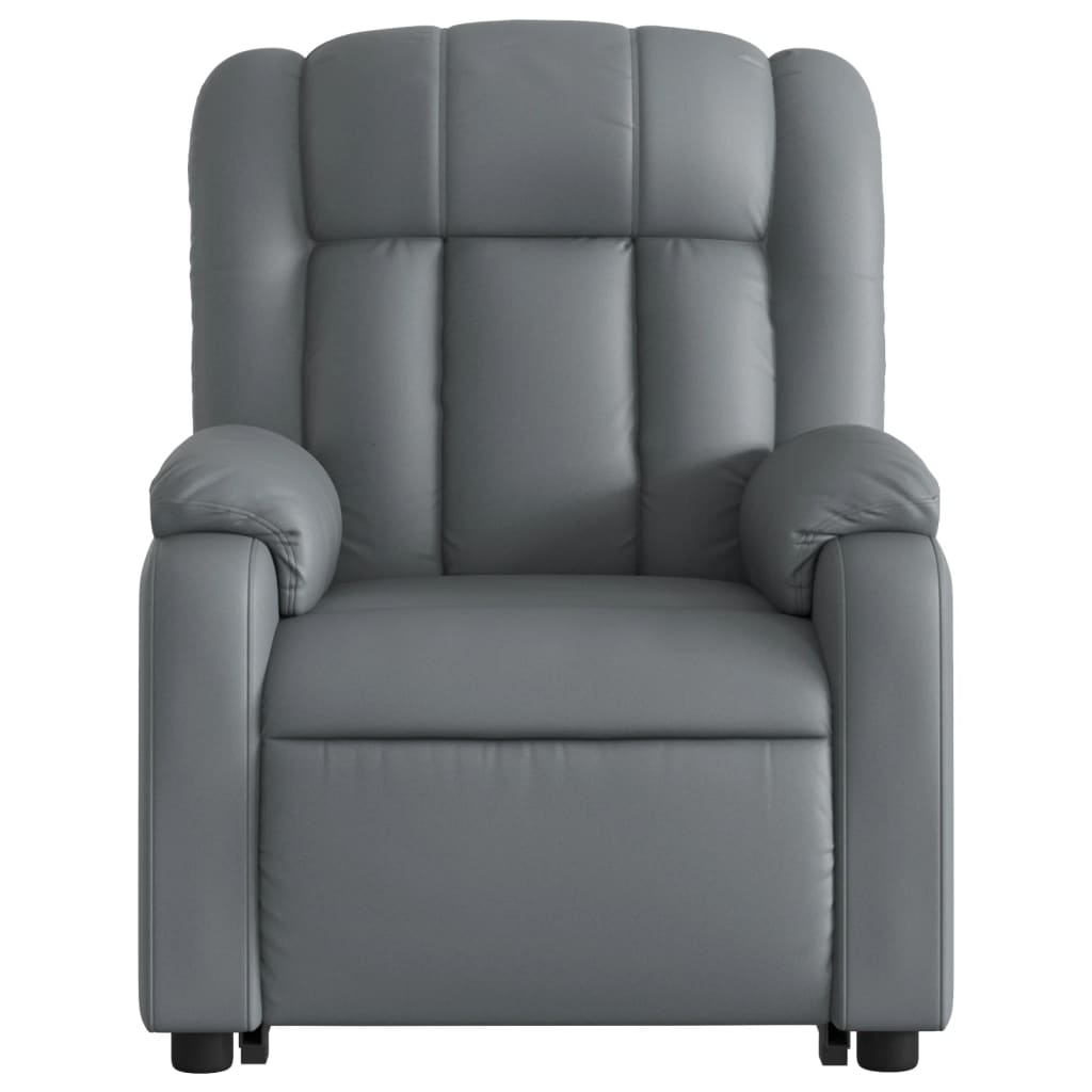 vidaXL Sillón reclinable de masaje de pie cuero artificial gris