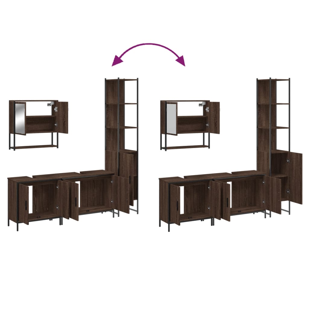 vidaXL Set de muebles baño 4 pzas madera contrachapada roble marrón