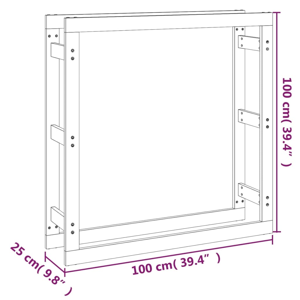 vidaXL Estante para leña madera maciza de pino gris 100x25x100 cm