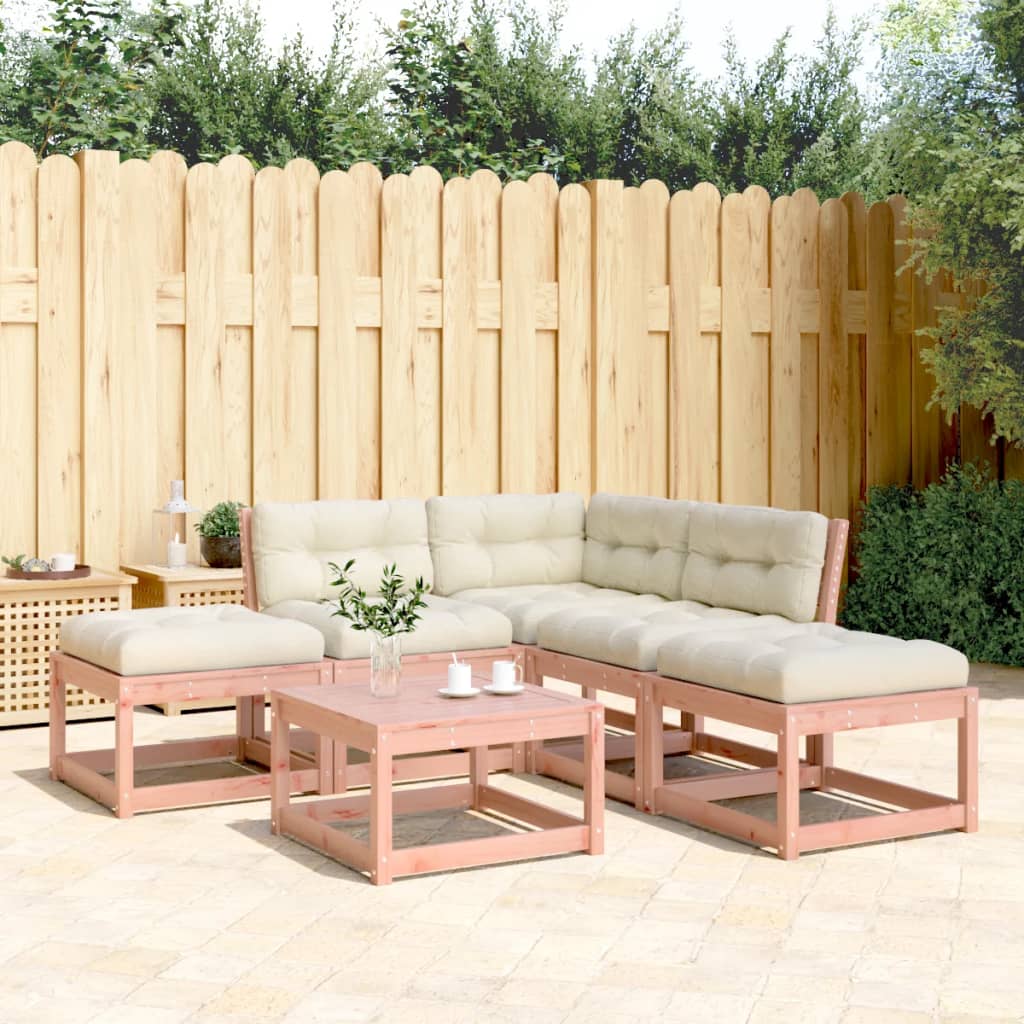 vidaXL Set de sofás jardín 5 pzas con cojines madera maciza Douglas