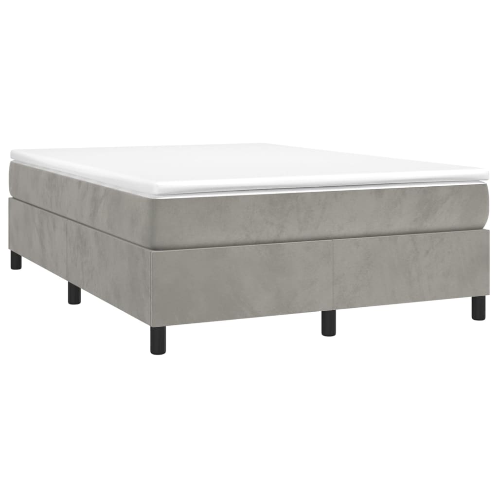 vidaXL Cama box spring con colchón terciopelo gris claro 140x200 cm