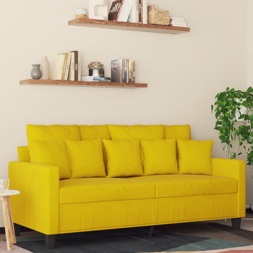 vidaXL Sofá de 2 plazas terciopelo amarillo 140 cm