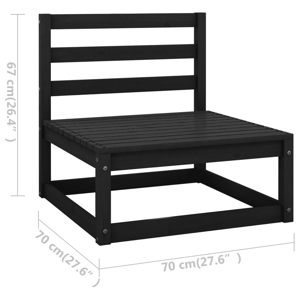 vidaXL Set de muebles de jardín 9 pzas con cojines madera pino negro