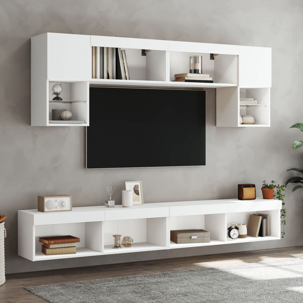 vidaXL Muebles de TV con luces LED 2 uds blanco 100x30x30 cm