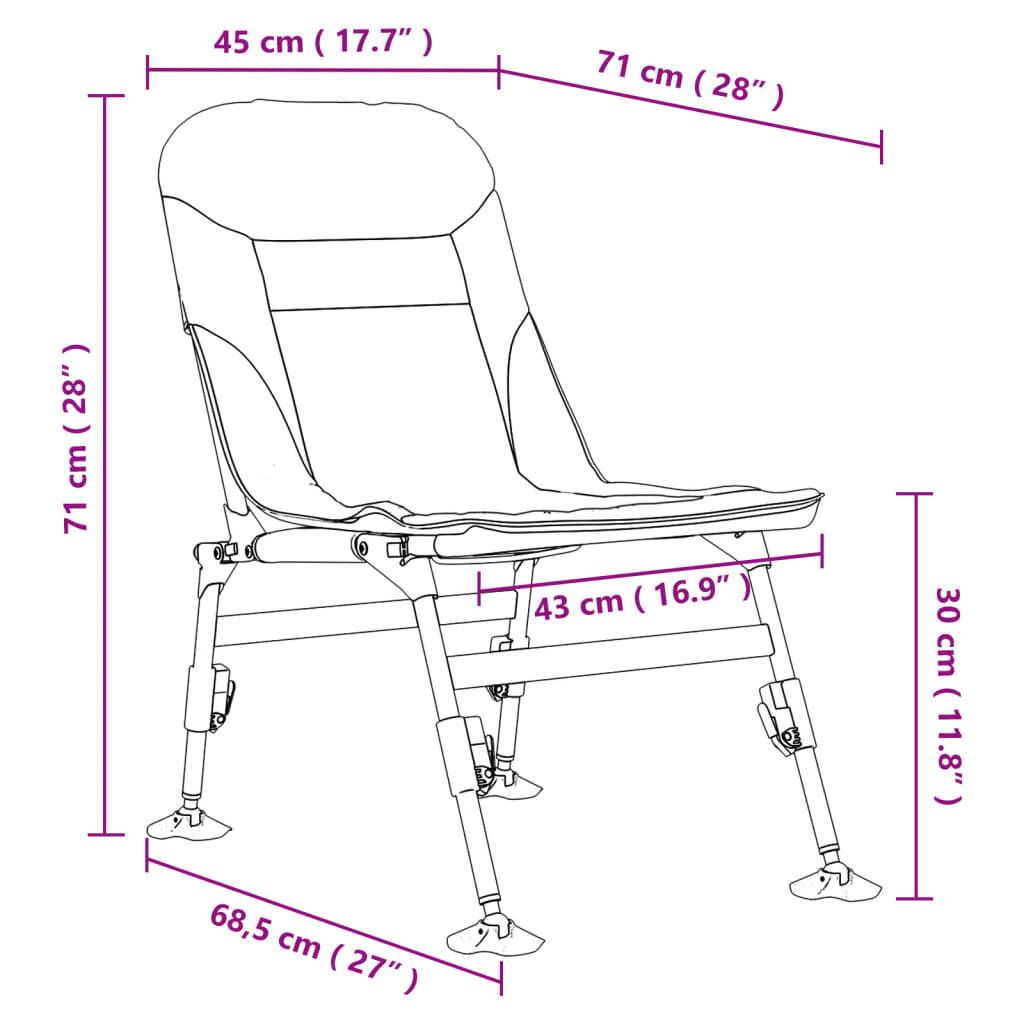 vidaXL Silla de pesca con patas para barro ajustables plegable verde