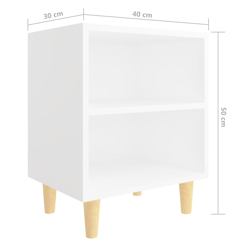 vidaXL Mesitas de noche patas madera maciza blanca 2 uds 40x30x50 cm