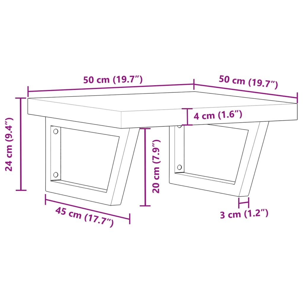 vidaXL Estante de lavabo de pared acero y madera maciza de acacia