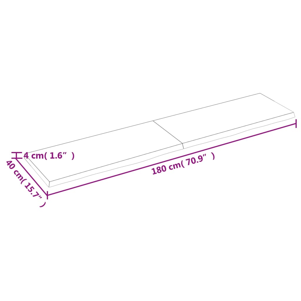 vidaXL Tablero mesa madera roble tratada marrón oscuro 180x40x(2-4) cm