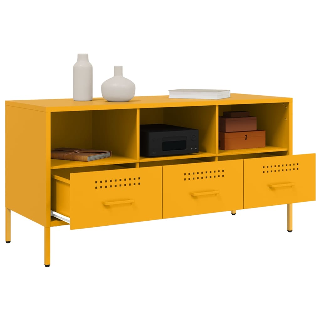 vidaXL Mueble para TV acero amarillo mostaza 100,5x39x50,5 cm