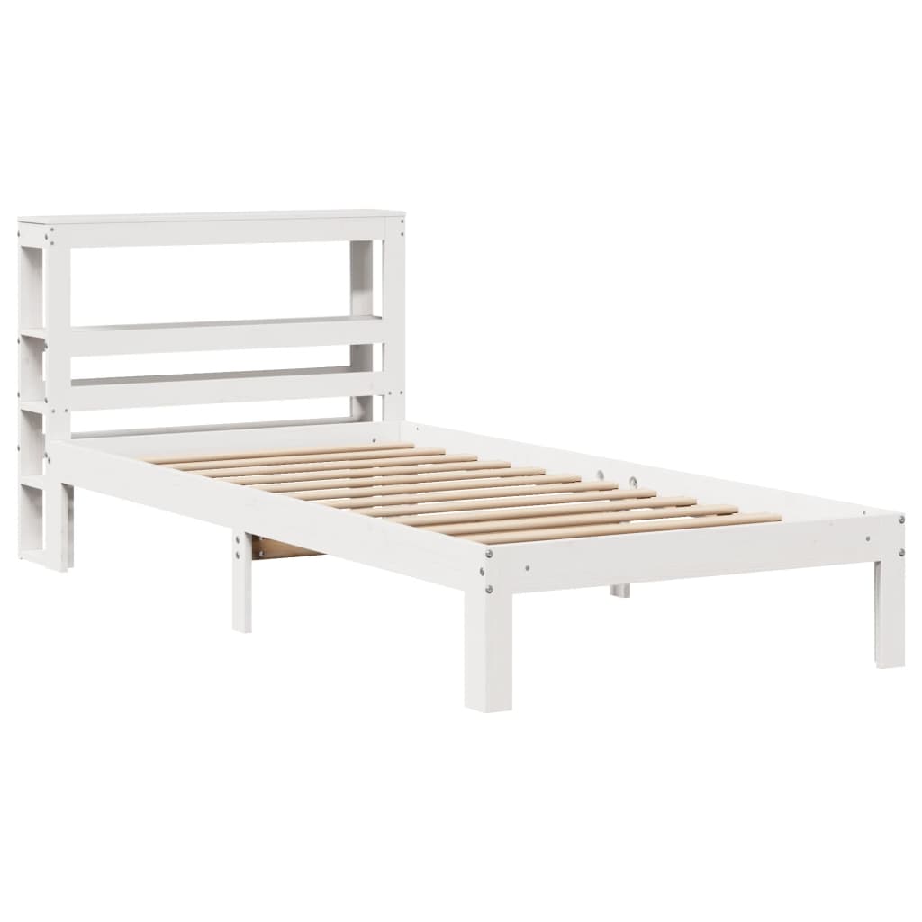 vidaXL Estructura de cama con cabecero madera pino blanco 75x190 cm