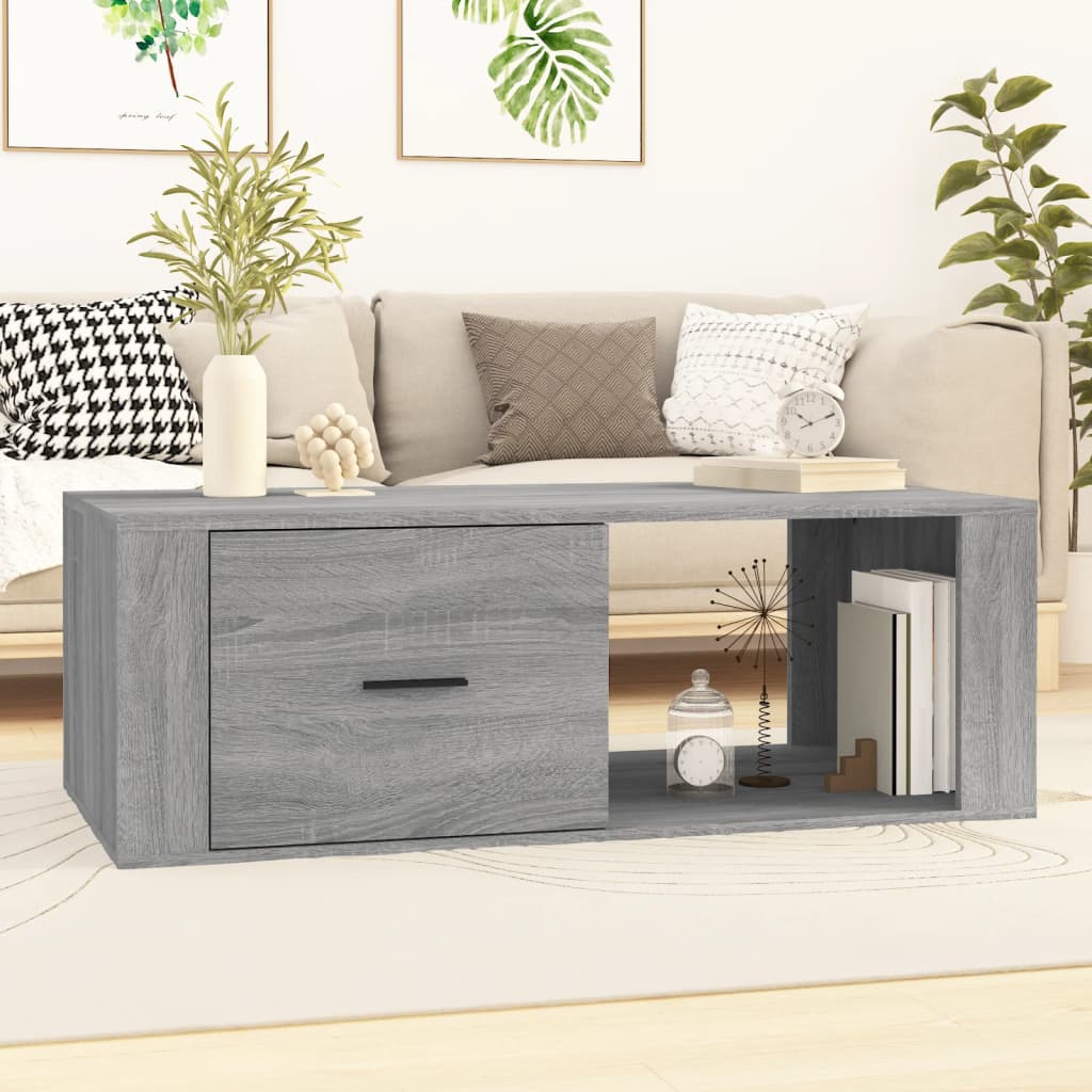 vidaXL Mesa de centro madera contrachapada gris Sonoma 100x50,5x35 cm