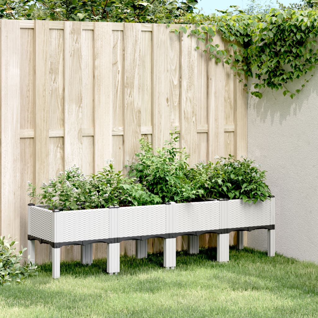 vidaXL Jardinera con patas PP blanco 160x40x42 cm