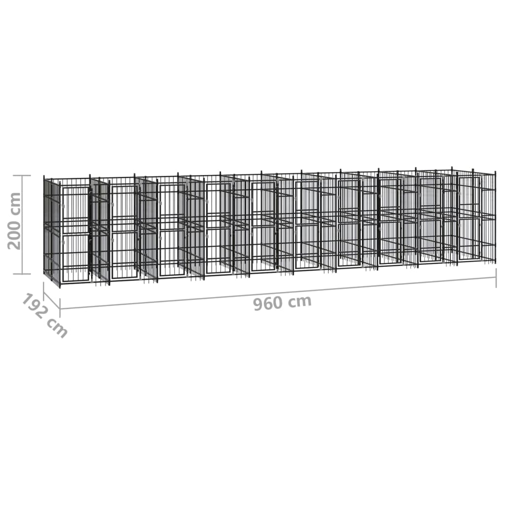 vidaXL Perrera de exterior de acero 18,43 m²