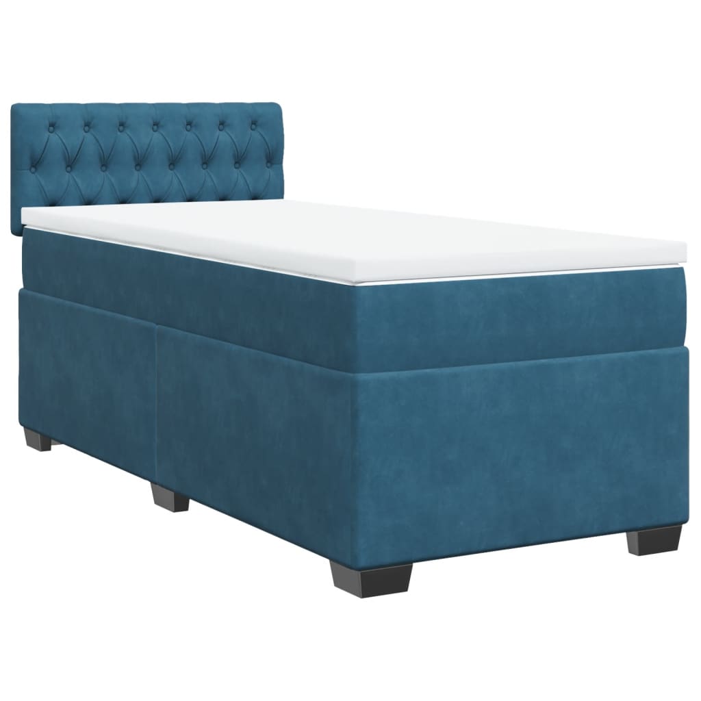 vidaXL Cama box spring con colchón terciopelo azul oscuro 90x190 cm