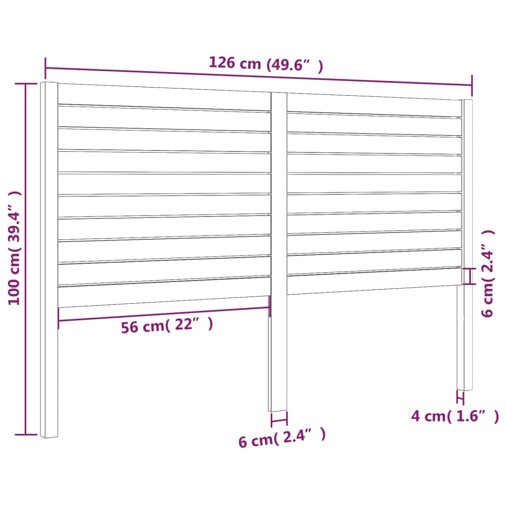 vidaXL Cabecero de cama madera maciza de pino gris 126x4x100 cm