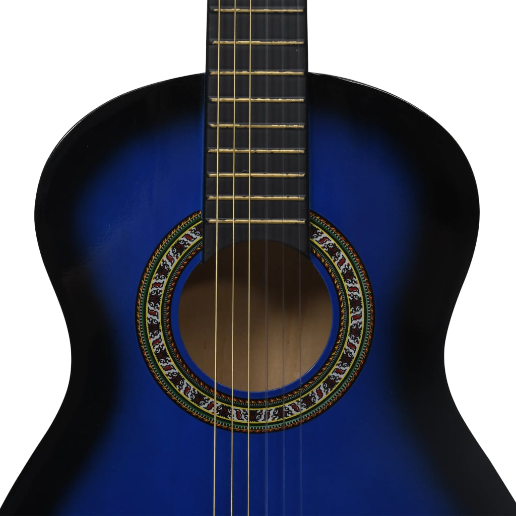 vidaXL Set de guitarra clásica para principiantes 8 pzas azul 1/2 34"