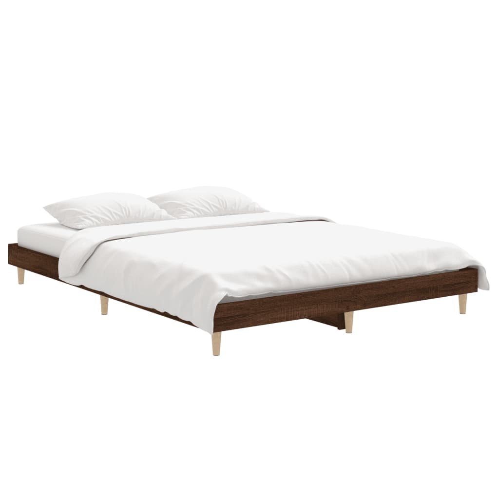 vidaXL Estructura de cama madera de ingeniería marrón roble 135x190 cm