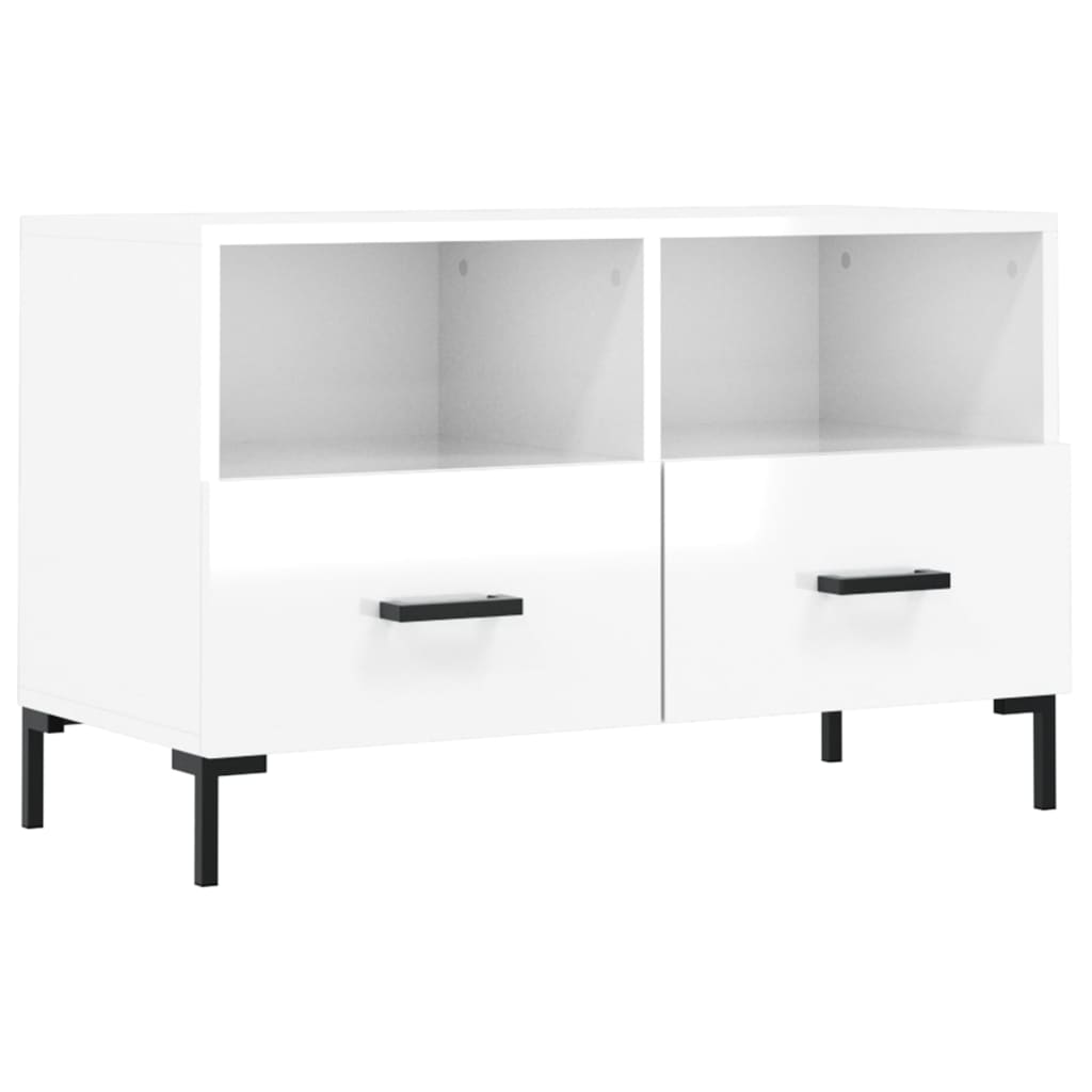 vidaXL Mueble de TV madera contrachapada blanco brillo 80x36x50 cm