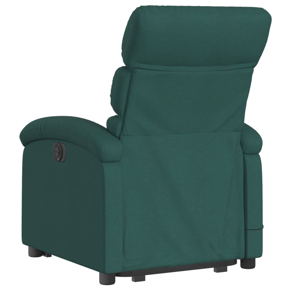 vidaXL Silla de masaje reclinable de pie de tela verde oscura