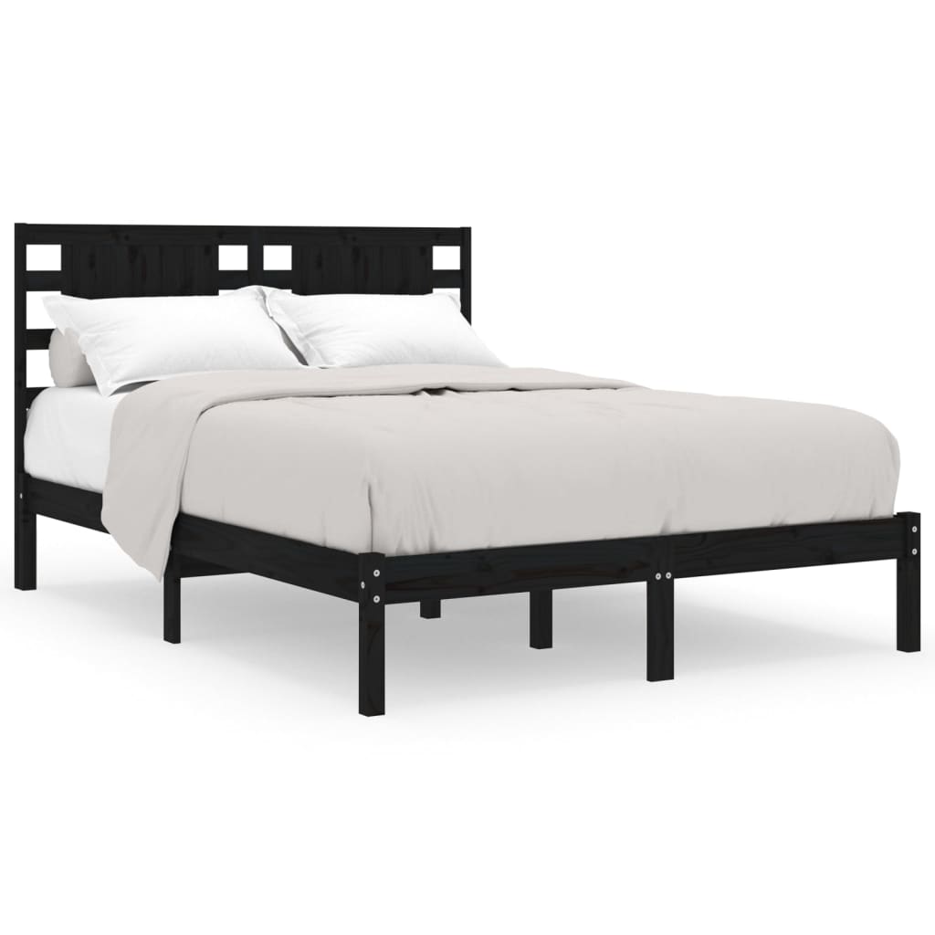 vidaXL Estructura de cama de madera maciza de pino negra 200x200 cm