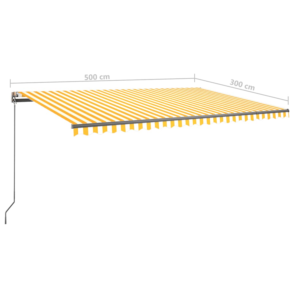 vidaXL Toldo de pie automático amarillo y blanco 500x300 cm