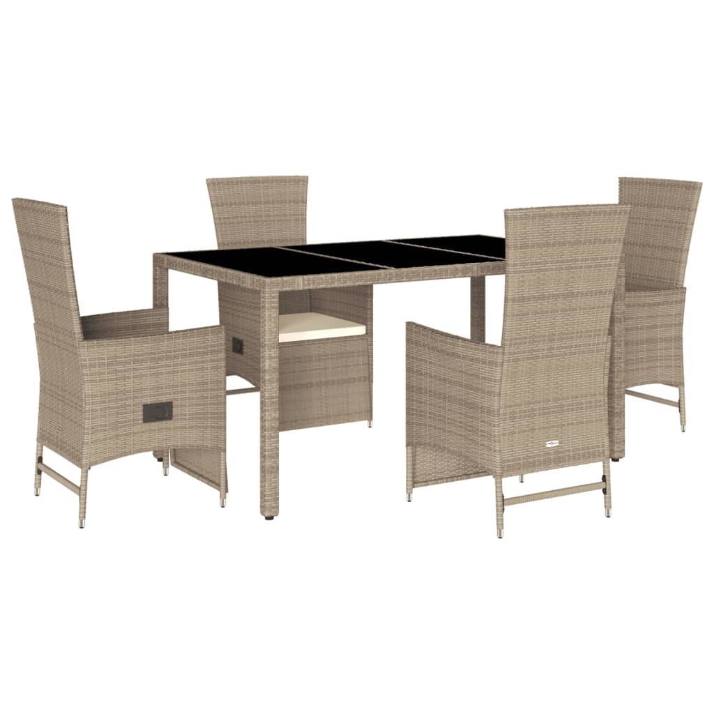 vidaXL Set comedor de jardín 5 pzas con cojines ratán sintético beige