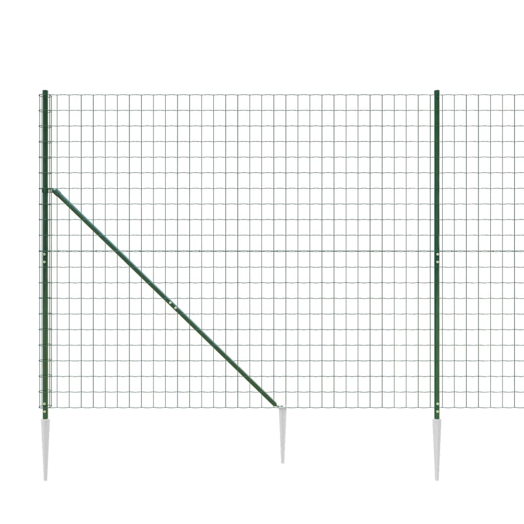 vidaXL Cerca de alambre con pinchos de anclaje verde 2x10 m