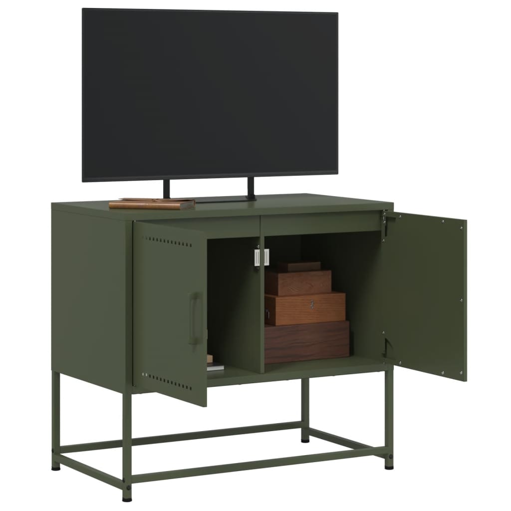 vidaXL Mueble para TV de acero verde oliva 68,5x39x60,5 cm