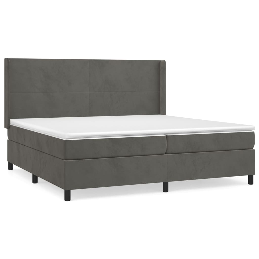 vidaXL Cama box spring con colchón terciopelo gris oscuro 200x200 cm