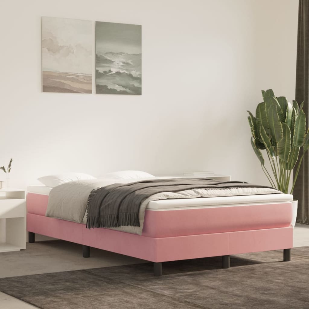 vidaXL Estructura de cama de terciopelo rosa 120x200 cm