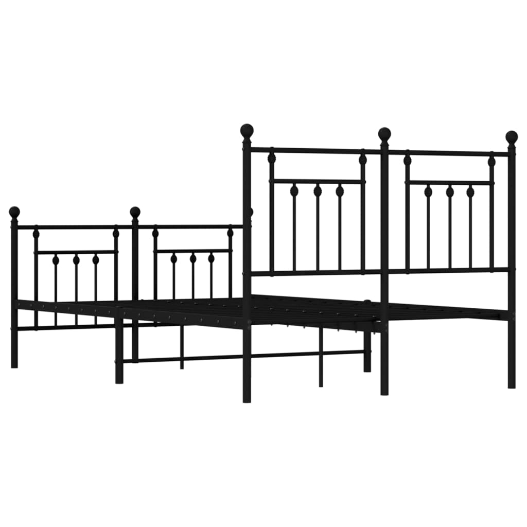 vidaXL Estructura de cama cabecero y estribo metal negro 135x190 cm