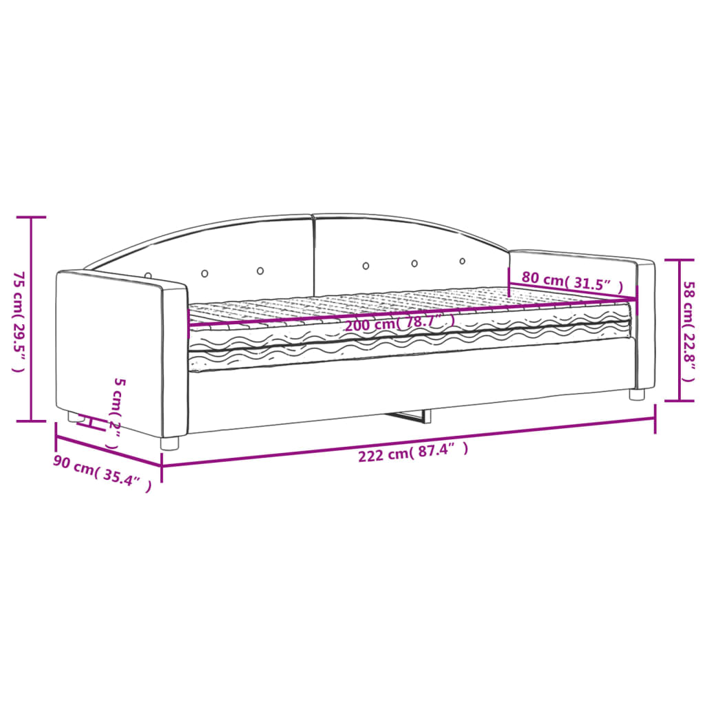 vidaXL Sofá cama con colchón terciopelo amarillo 80x200 cm