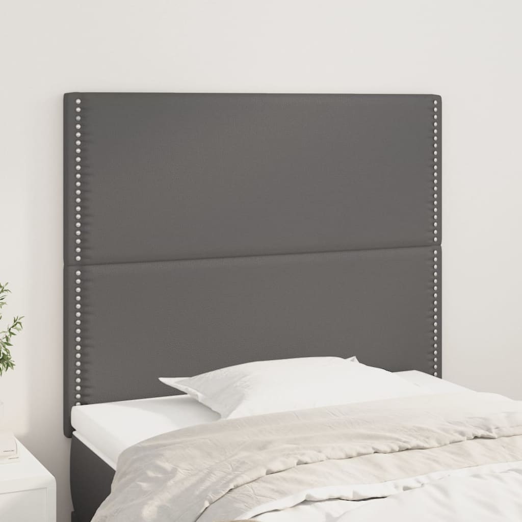 vidaXL Cabeceros 2 unidades de cuero sintético gris 100x5x78/88 cm