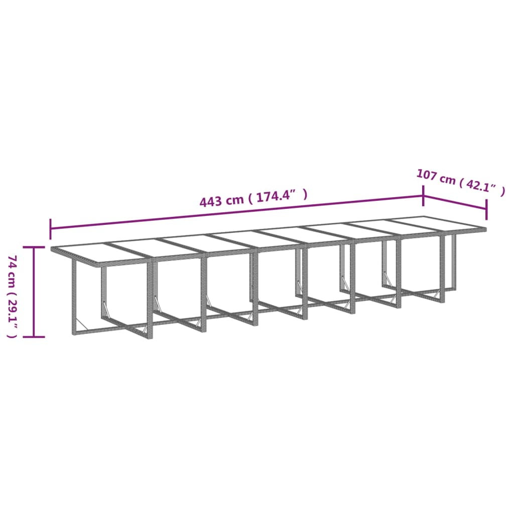 vidaXL Set de comedor jardín 21 pzas con cojines ratán sintético gris