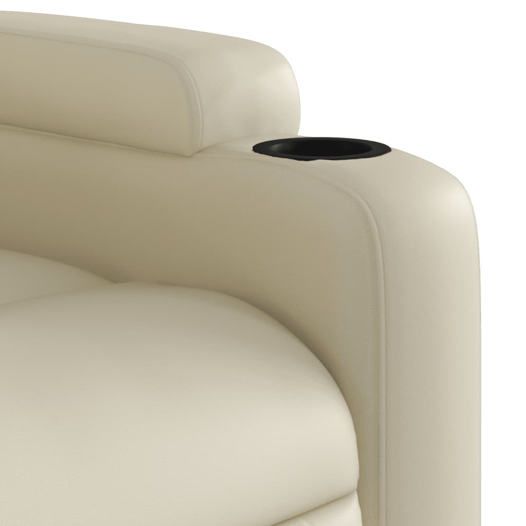 vidaXL Sillón reclinable de masaje cuero sintético crema