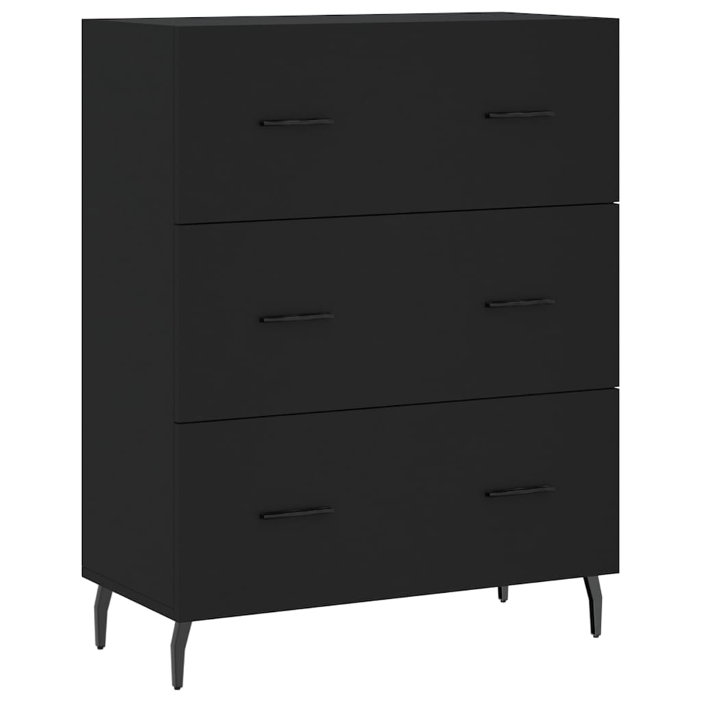 vidaXL Aparador alto madera contrachapada negro 69,5x34x180 cm