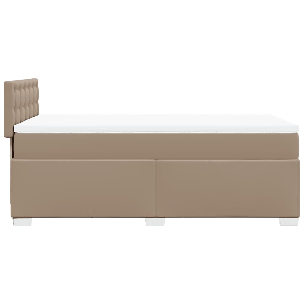 vidaXL Cama box spring con colchón cuero sintético capuchino 100x200cm