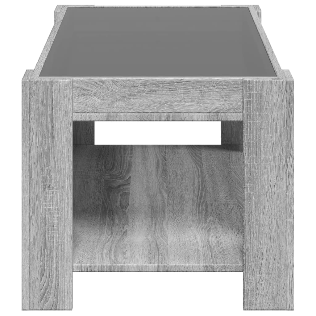 vidaXL Mesa de centro y LED madera ingeniería gris Sonoma 93x53x45 cm