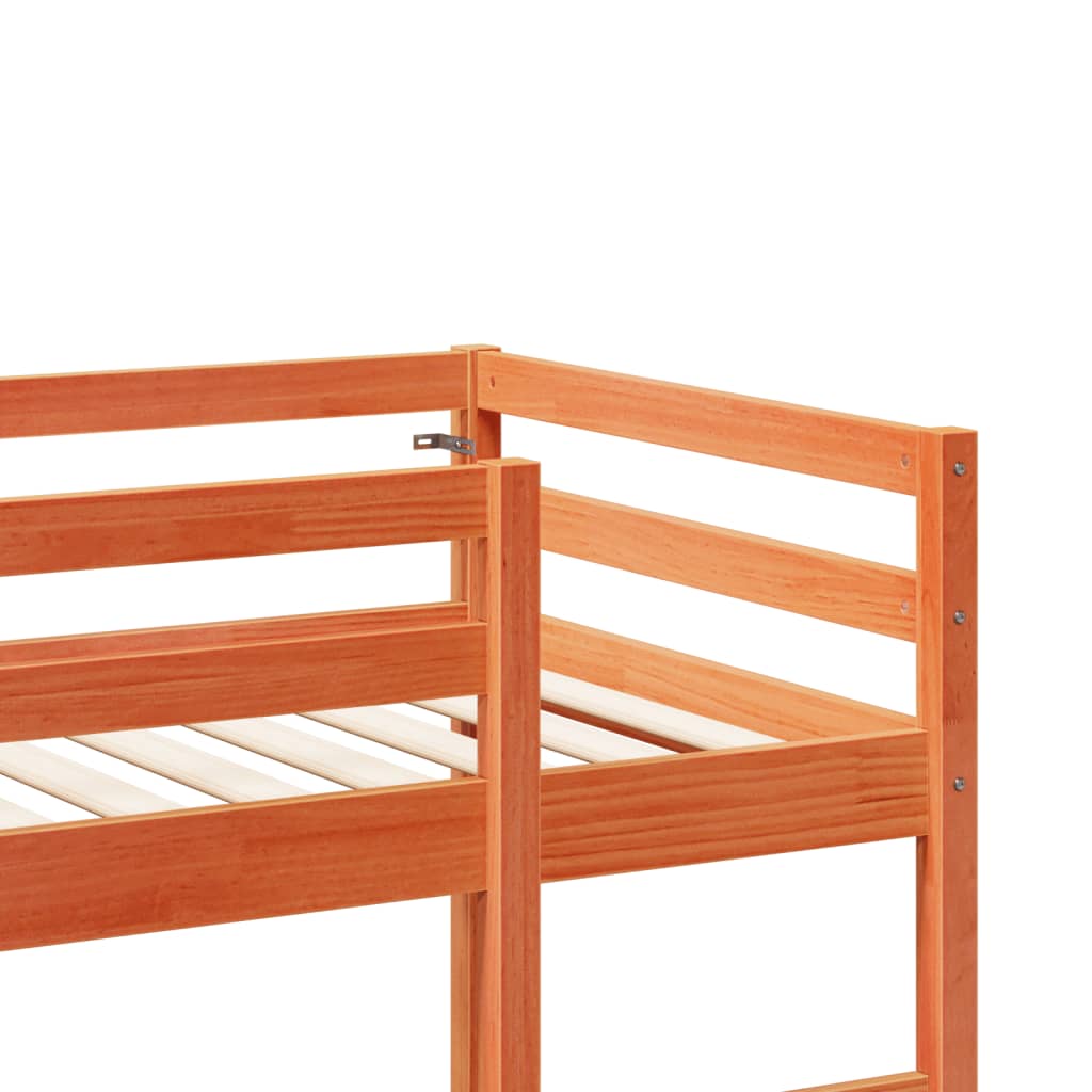 vidaXL Cama alta sin colchón madera maciza pino marrón cera 75x190 cm