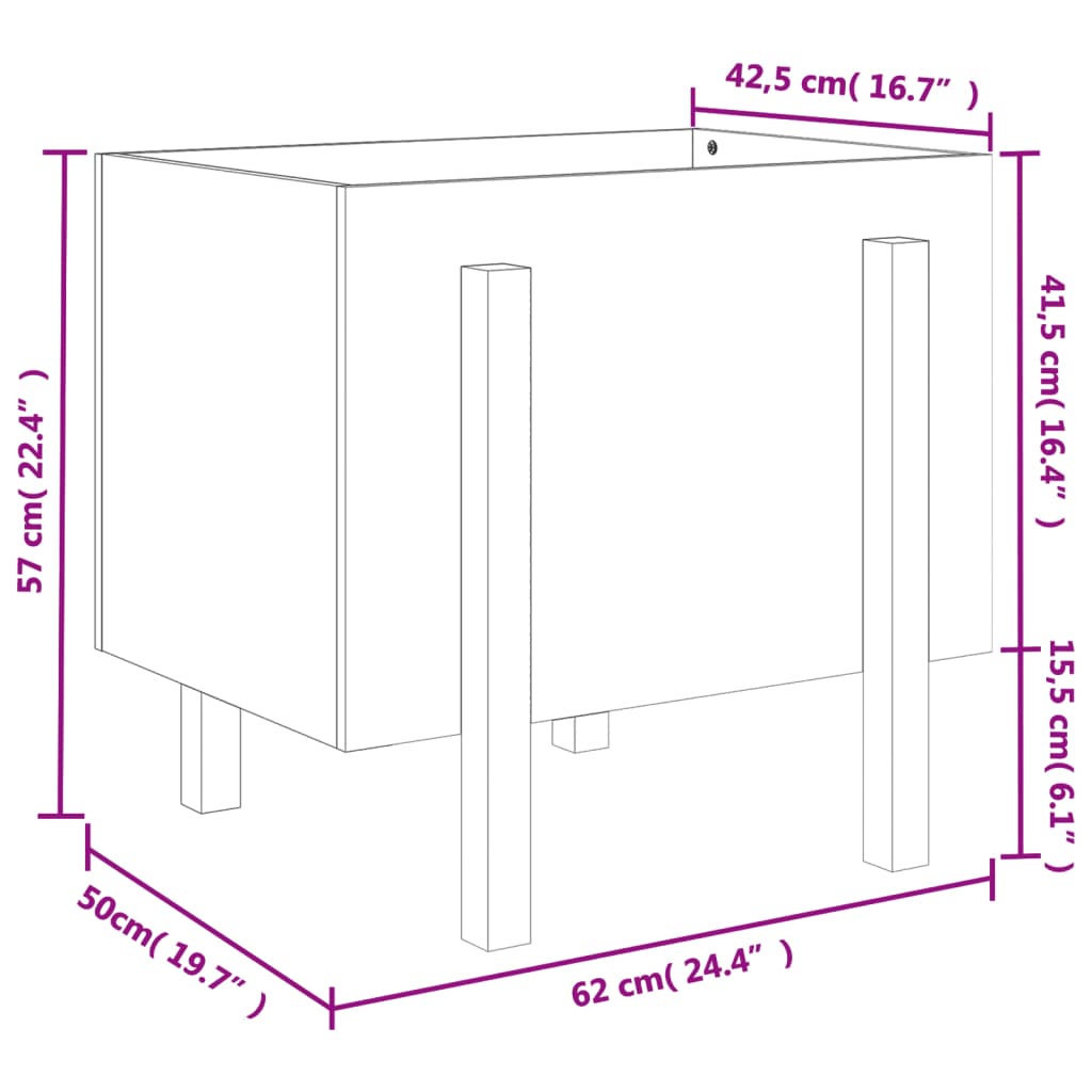 vidaXL Jardinera de madera maciza de pino marrón miel 62x50x57 cm